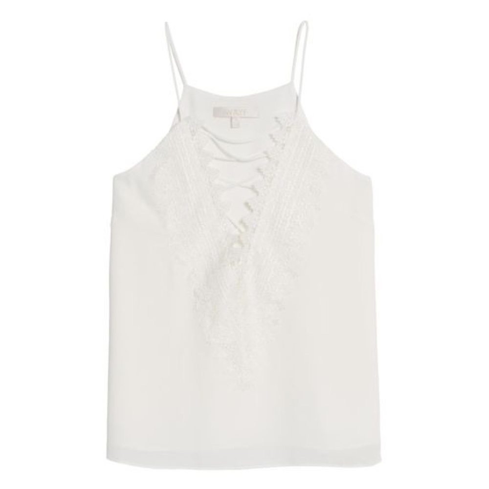 Wayf Posie Strappy V-neck Lace Ivory Camisole L XL - Picture 7 of 7